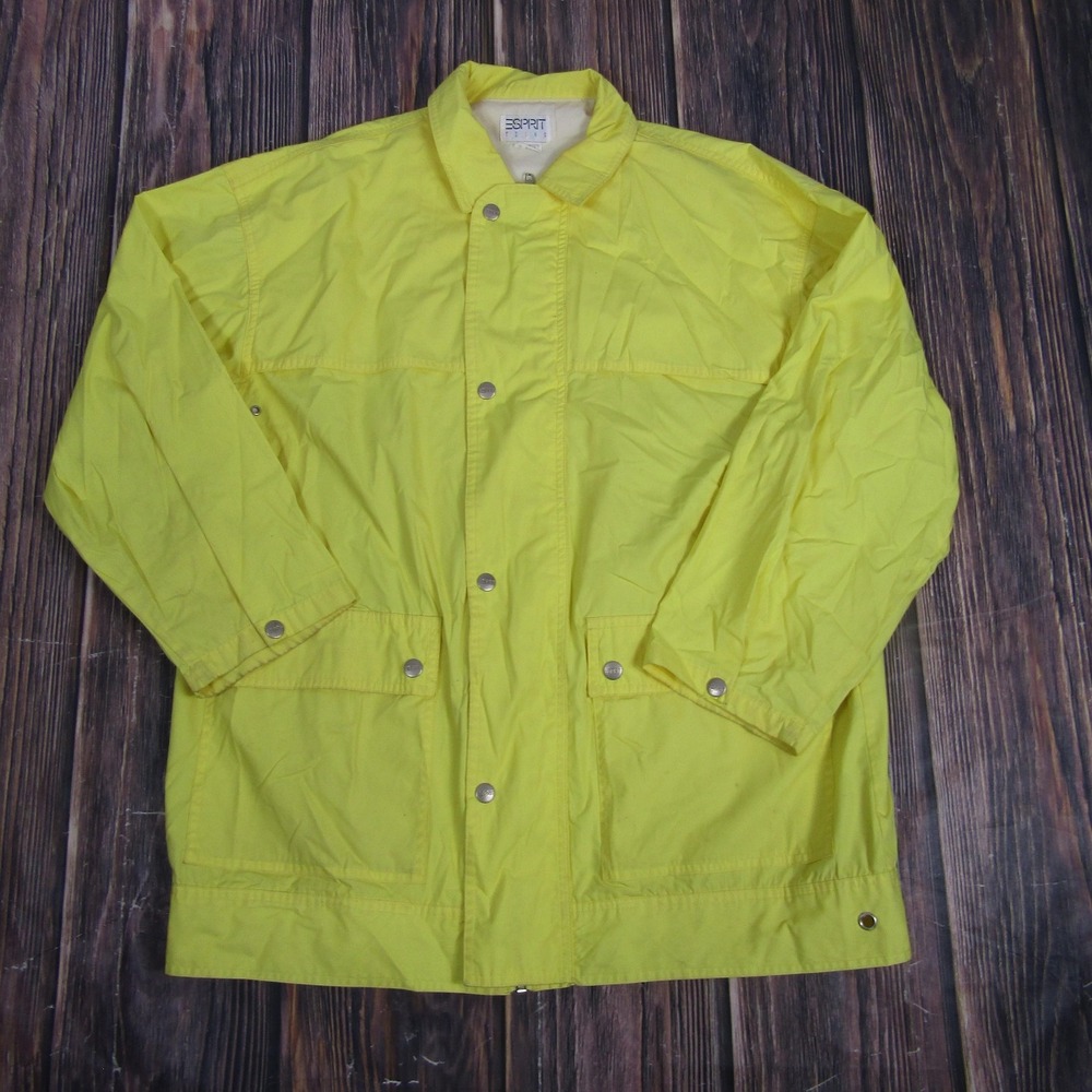 Esprit Sails Jacket Mens Small Yellow Vintage Windbreaker Sailing Snap Front 90s